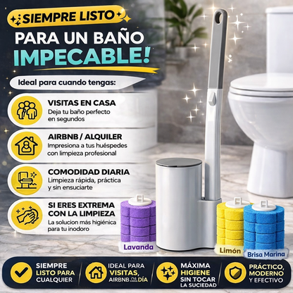 BañoClean™ Cepillo para inodoro con cabezales desechables - Limpieza profunda sin contacto