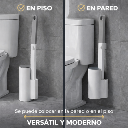 BañoClean™ Cepillo para inodoro con cabezales desechables - Limpieza profunda sin contacto