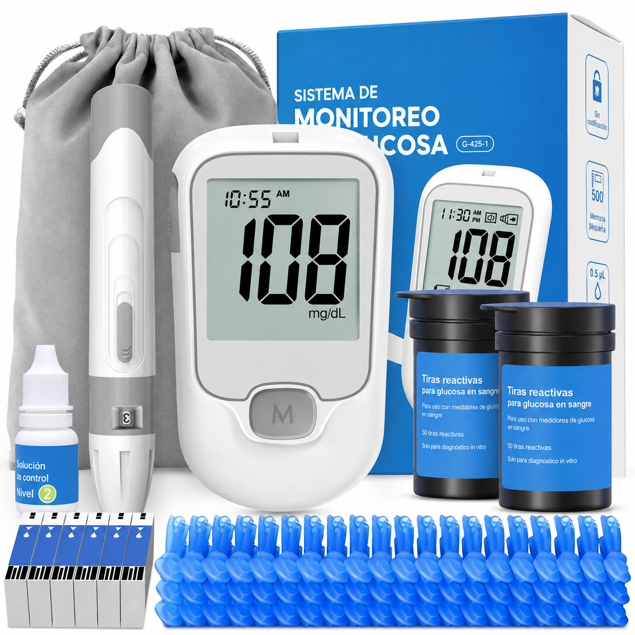 GlucoCheck Kit - Glucómetro Digital