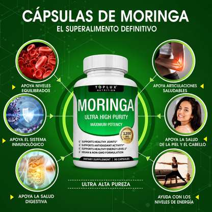 Moringa 1200mg Superalimento Verde en Cápsulas