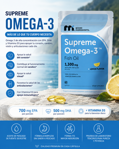 Omega 3 Supreme + Vitamina D3 | Alta Absorción EPA/DHA