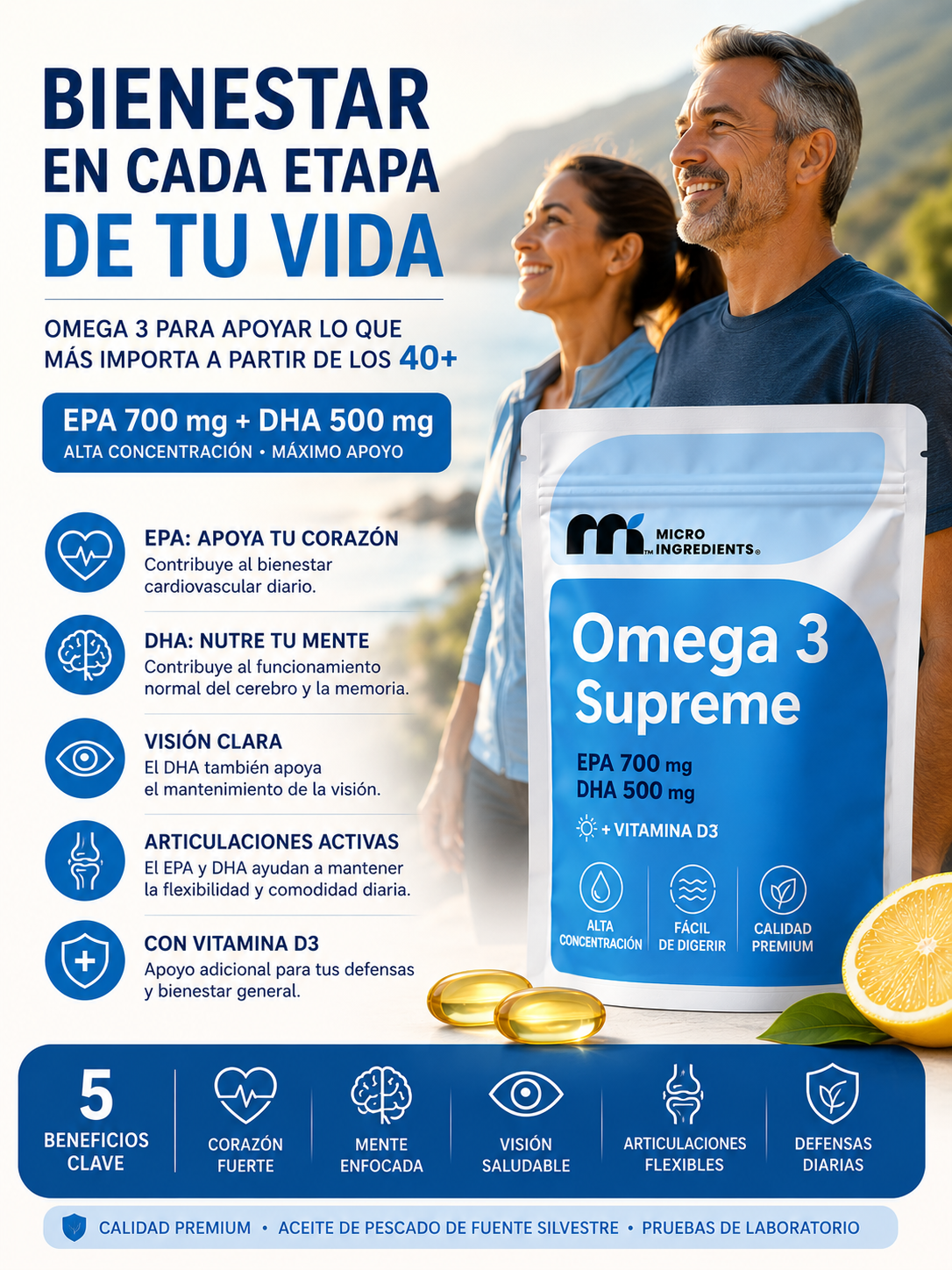 Omega 3 Supreme + Vitamina D3 | Alta Absorción EPA/DHA