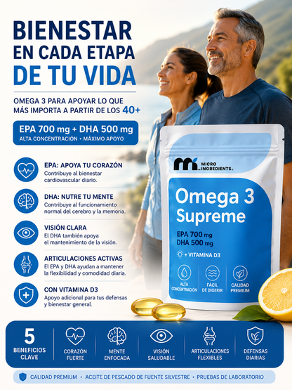Omega 3 Supreme + Vitamina D3 | Alta Absorción EPA/DHA