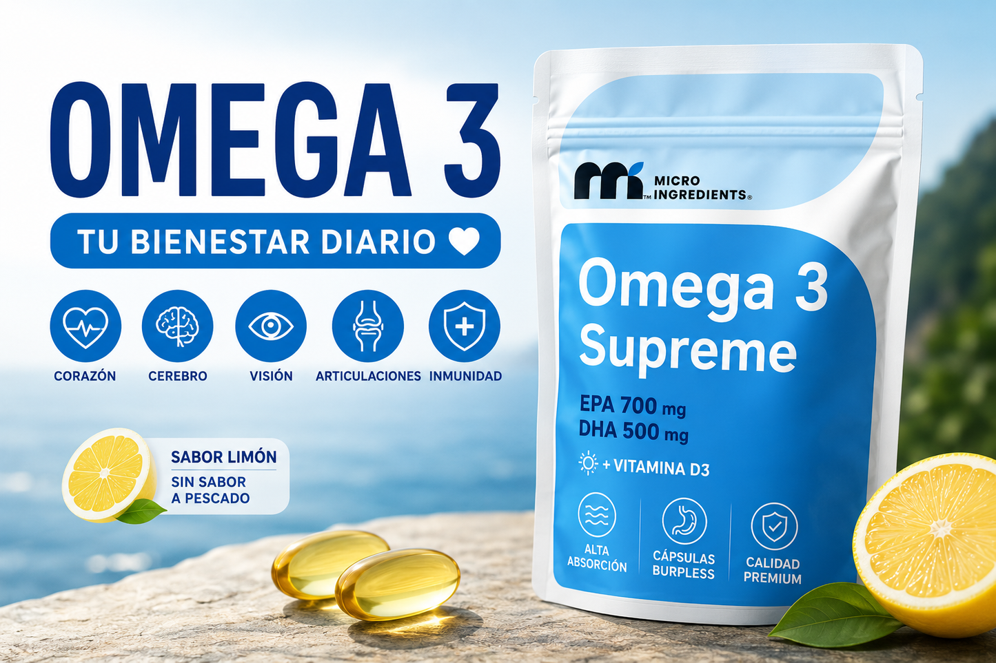 Omega 3 Supreme + Vitamina D3 | Alta Absorción EPA/DHA